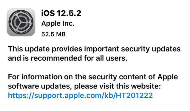 巴南苹果手机维修分享iOS12.5.2发布，建议所有老苹果用户安装 
